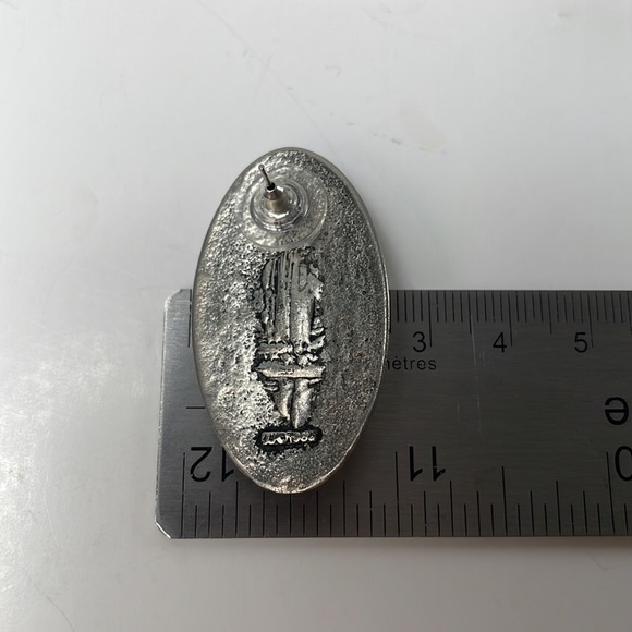 Vintage JJ 1988 Faux Turquoises Silver Tone Bohemian Post Earrings - Picture 6 of 10